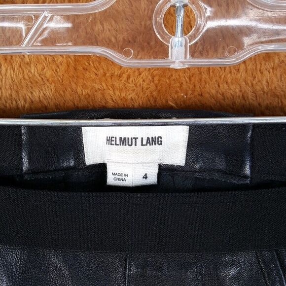 HELMUT LANG Womens Pants Size 4 Black Pull On 100% Leather Leggings PLONGE - Picture 4 of 11